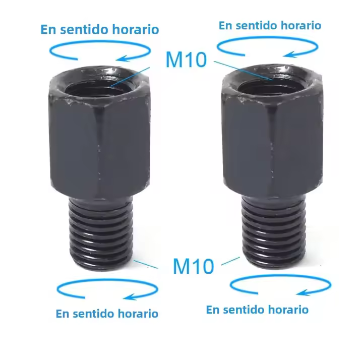 Adaptadores De Espejo Para Motocicleta 1 Pares Negro Conversión De Espejos Traseros Tornillos M10 10MM M8 8MM Derecho E Izquierdo Hilo - 1