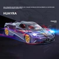 Modelo De Coche Diecast 1:24 Pagani Huayra Dinastia Con Luz Y Sonido Puertas Abiertas Colección De Juguetes Para Niños Regalo Vehículo De Carreras De 4 Puertas Material Aleación Metálica - details 0