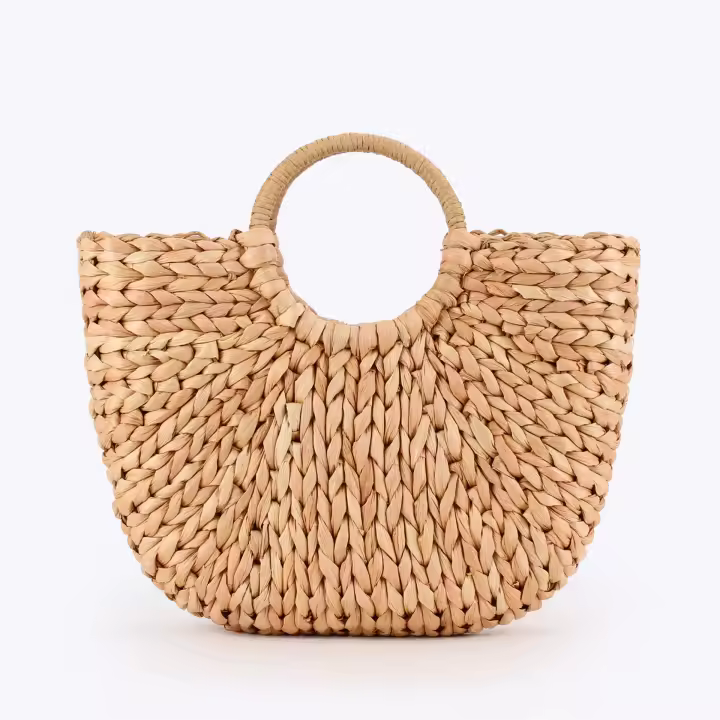 MOV Bolso de paja tejido a mano con hojas de maíz natural, bolso de playa para vacaciones, bolso de paja de gran capacidad - 1