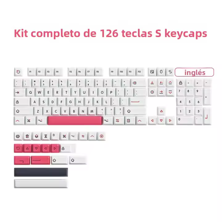 USLION 126 Teclas XDA Profile PBT Keycaps Rosa Blanca Para Teclado Mecánico De Juego Personalizado Inglés Japonés Ruso - 1