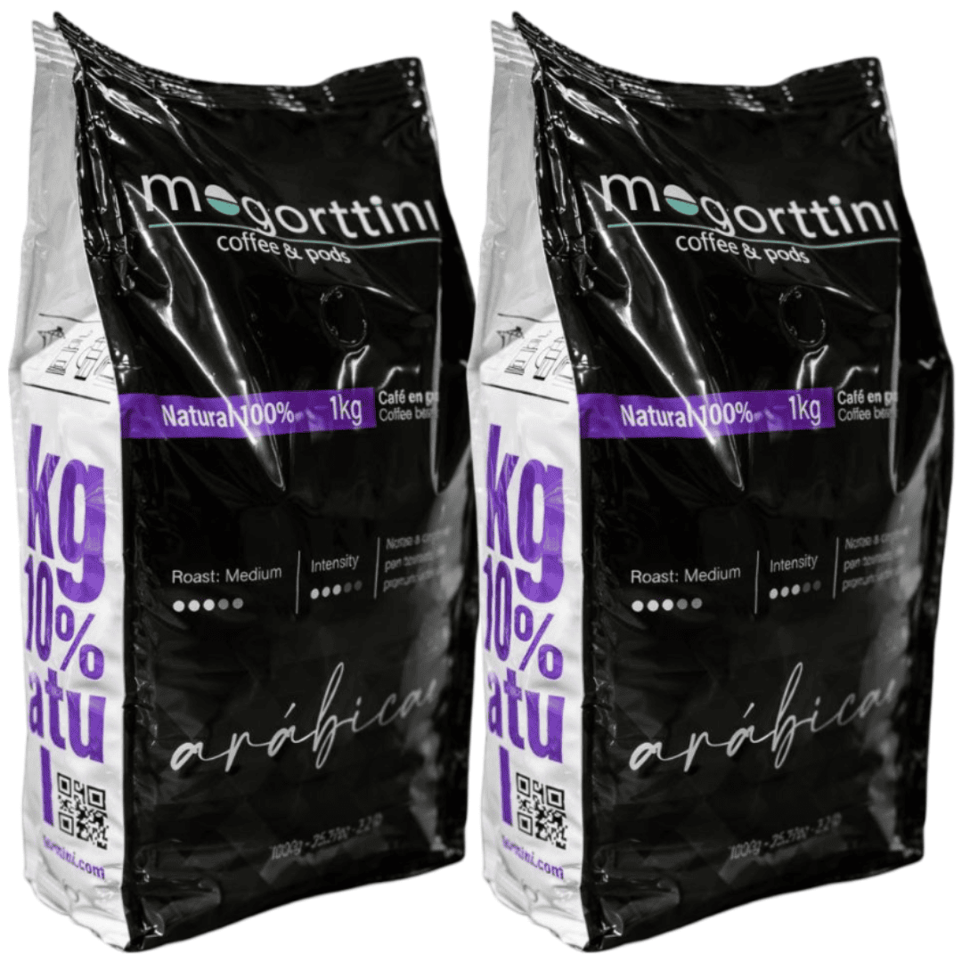 Mogorttini - Pack 2 Kilos Café en Grano Espresso Selección Arábicas Calidad Superior - Ideal para Profesional, Hostelería y Grandes Consumidores - Especial Superautomática