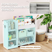 AIYAPLAY Estantería Infantil para Juguetes con Estantes Abiertos, Compartimentos, Diseño de Ositos, Organizador de Juguetes para Dormitorio, Sala de Juegos, Guardería, Blanco - details 3