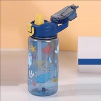 Botella De Agua 600ml Con Desechable De Animales De Dibujos Animados Cerradura De Seguridad Portátil Para Niños Antirotura Con Pajita Para Exteriores Camping Viajes - details 6