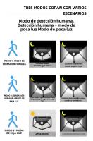 Lámpara De Pared Solar 100LED Impermeable Con Sensor De Movimiento Para Jardín Decorativa Iluminación Exterior Solar Energizada - details 2