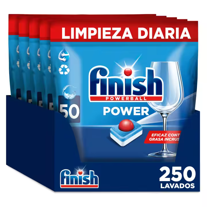 Finish Powerball Powel All in 1 Regular 100 | 250 Pastillas para Lavavajillas, Limpieza y Brillo Diario, Eficaz contra Grasa, Profesional - 1