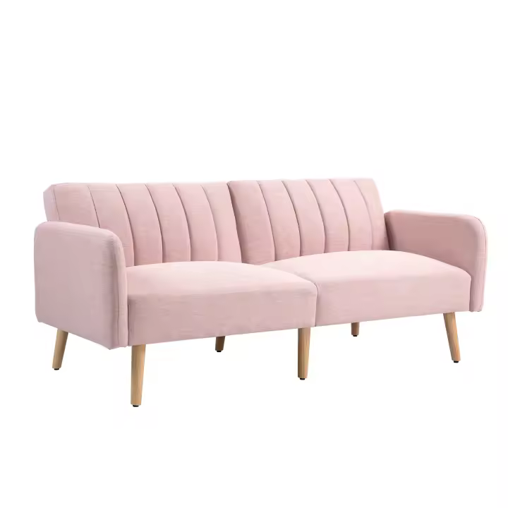 HOMCOM Sofá Cama de 2 Plazas Moderno Sofá Cama Plegable Tapizado en Lino Sintético con Respaldo Ajustable en 3 Niveles y Reposabrazos Desmontables para Salón Oficina 173x75x73 cm Azul Claro - 1