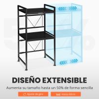 RELAXTY Estante de Cocina Extensible | Organizador de Microondas en Aluminio Resistente con Ganchos Multiusos - details 1