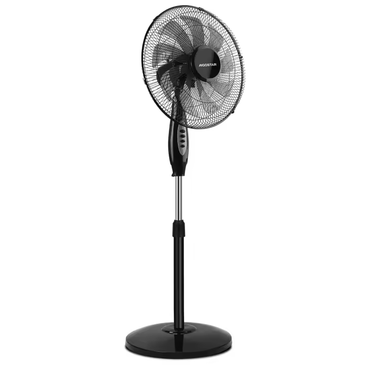 AIGOSTAR Ventilador de Pie Silencioso, 9 Aspas, 3 Velocidades, Oscilante 80° - 1