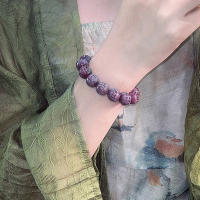 Pulsera De Madera De Bodhi Morada Natural Con Cuentas Budistas Joyería Afortunada Grabada Para Automóvil Juego De Rosario Unisex - details 2