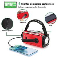 Radio De Emergencia Portátil 10000mAh Con Solar Y Manivela LED Flashlight Power Bank Recargable AM FM NOAA Weather Radio Cargador USB - details 31