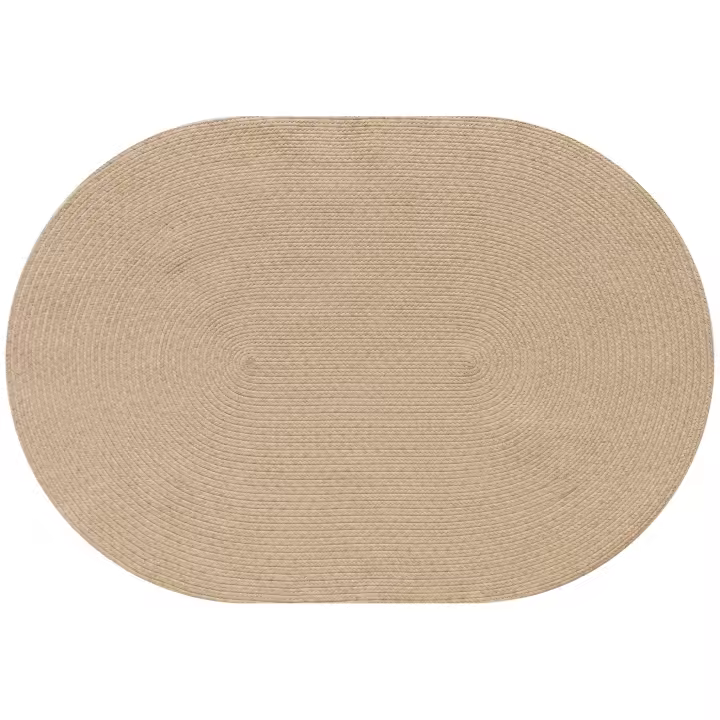 HOMCOM Alfombra Salón Ovalado 170x120 cm Alfombra Lavable en Lavadora Tejido a Mano Estilo Rústico Tapete para Sala de Estar Dormitorio Comedor Exterior Beige - 1