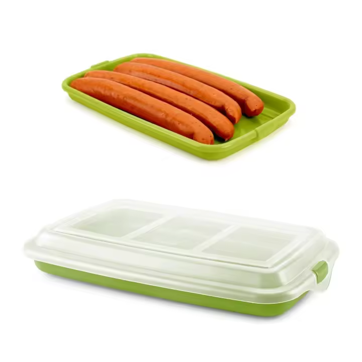 IBILI Deli - Recipiente Rectangular Apilable con Tapa Porta Embutidos y Alimentos. Verde - 1