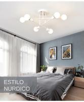 Lámpara De Techo Vintage Pendente Con Base E27 De 6 Cabezas En Negro/Blanco/Oro Para Sala De Estar Moderna Y Sencilla LED - details 6