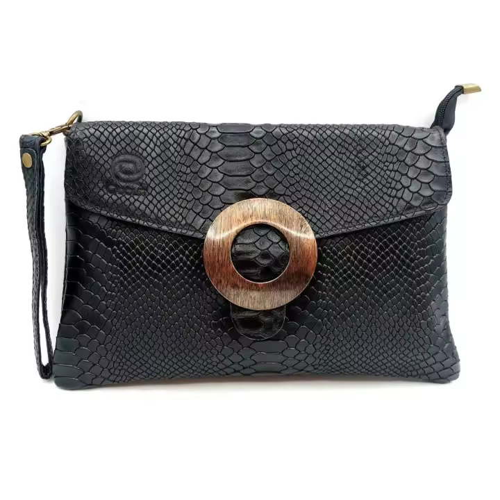 Bolso cartera para mujer de piel con broche círculo Qoolst - 1