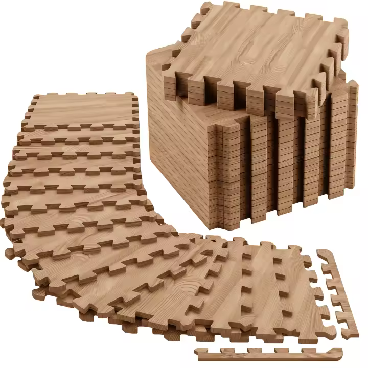 RELAXTY Piezas Madera Baldosas de Alfombra 30×30 cm – Suelo Modular de Madera Gruesa Antideslizante, Lavable para Dormitorio, Gimnasio, Bebés Sala o Oficina - 1