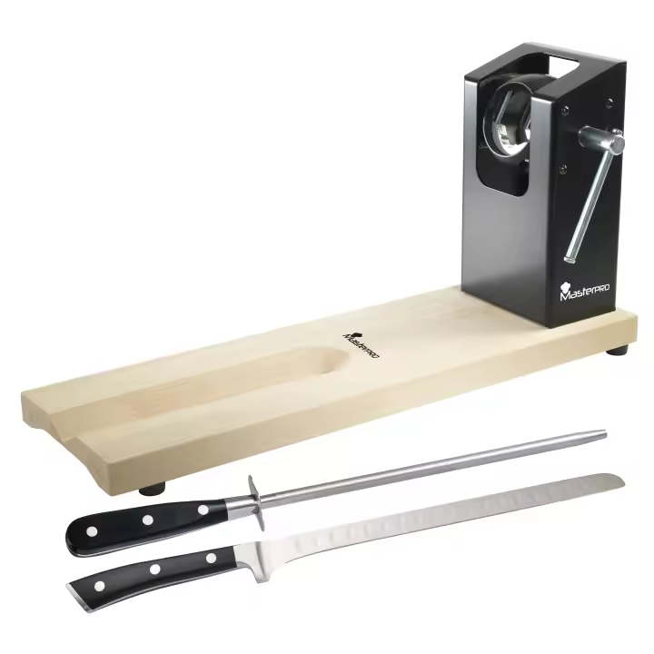Jamonero Masterpro con afilador y cuchillo de cocina en acero inoxidable BERGNER - 1