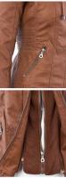 Chaqueta De Cuero Sintético Para Mujer Estilo Motociclista Con Capucha Negro Otoño-invierno Cierre De Cremallera Largo Regular - details 22