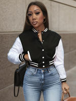 Chaqueta Casual Elegante Para Mujer En Blanco Cierre De Botones Aviador Corta Manga Larga Otoño Invierno Streetwear Outerwear - details 6
