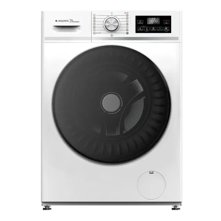 Aspes - Lavadora secadora AL7206AIDVB 9 kg 1400 rpm A/D con motor inverter para familia, diseño blanco puerta negra display LED - 1