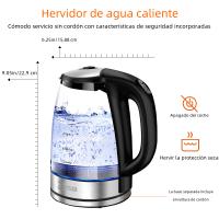 Hervidor Eléctrico DEVISIB 2L 2200W Con Indicador LED Filtro Removible Cuerpo De Vidrio Ideal Para Té Y Café Boil Water - details 3