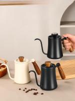 Cafetera Con Tapa Y Termómetro De Acero Inoxidable 304 Escala Clara Mango De Madera Sólida De Alta Calidad Utensilios De Café Hechos a Mano 500ML - details 0