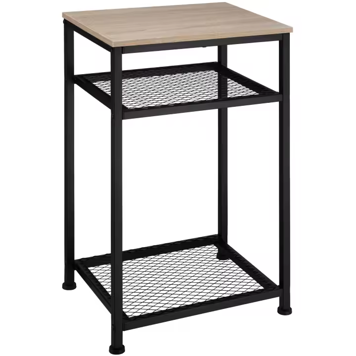 TECTAKE - Mesa Auxiliar Salón Industrial con 2 Estantes de Rejilla, Mesa de Centro, Mesitas de Noche, Decoración Hogar, Mesas Auxiliares - 36 x 45,5 x 75,5 cm - 1