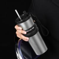 Botella De Agua Aislada Al Vacío De Acero Inoxidable Con Taza Y Tiras De Mordaza a Prueba De Fugas Para Bebidas Calientes Y Frías Portátil Para Viajes Y Deportes - details 0