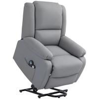 HOMCOM Sillón Relax Reclinable Eléctrico Levanta Personas Sillón Elevador con 8 Punto de Masaje Calor Lumbar 2 Controles Remotos Reposapiés Tela Resistente a los Arañazos y Bolsillo Lateral Gris - details 0