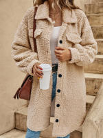 Nueva Chaqueta Larga De Mujer Para Invierno Estilo Casual Sólido Cremallera Simple Talla Grande Abierta Comodidad Poliéster Spandex - details 7