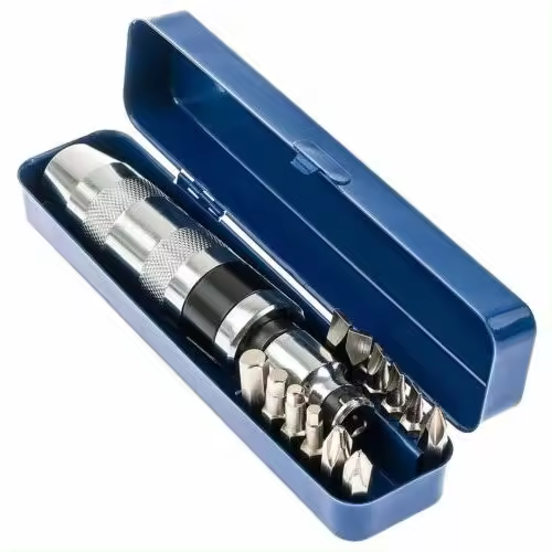 DESTORNILLADOR DE GOLPE E IMPACTO 1/2" CON PUNTAS ALLEN,ESTRELLA ,PLANAS 13 PZAS - 1