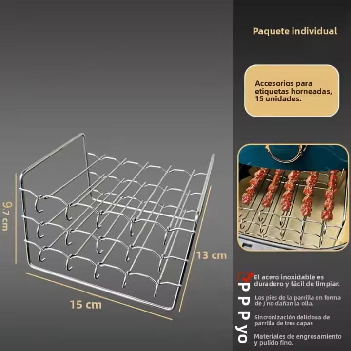 Soporte De Brochetas Para Air Fryer Vertical De Acero Inoxidable Accesorios Para BBQ No Desmontable Utensilios De Exterior - 1