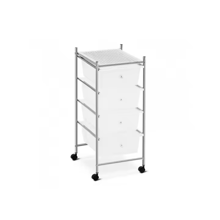 Mediawave Store Carrello multifunzione Porta oggetti estetista casa 4 cassetti bianchi e ruote - 1