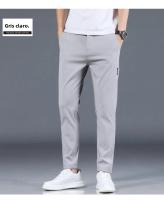 Pantalones Casuales Para Hombre De Seda Helada 2025 Verano Nuevos Negro Gris Delgados Negocios Casual Pantalones Rectos Elásticos Transpirables Para Exteriores - details 20