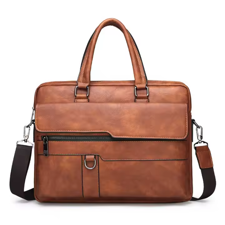 Bolso De Negocios De Cuero Para Hombre Bolso De Mano De Lujo Bolsa De Hombro Para Oficina A4 Portátil Bolsa Transversal MaleTote Bags - 1
