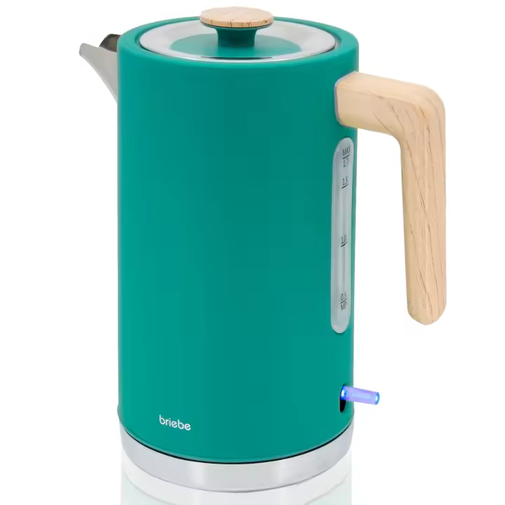 Briebe KT1165GRE Nordic Hervidor Agua Eléctrico 1,7L Inalámbrico Ebullición Rápida, Libre de BPA, Base de 360°, 2200W, Verde - 1
