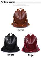 Nueva Mochila Para Mujer 2024 De Cuero Suave De Alta Calidad Diseño Simple Y Moderno Gran Capacidad Antirrobo Con Hombros - details 2