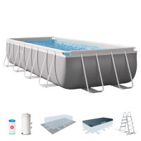 INTEX - Piscina desmontable rectangular Prism Frame de hasta 5 metros, incluye depuradora y escalera, color gris, resistente y duradera, +6 años, 45-60 min. montaje, piscinas desmontables grandes, piscinas familiares - details 2