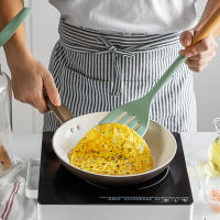 Set De Utensilios De Cocina De Silicona 5 Piezas Con Mango De Madera No Atrapa Adherido Espátula Antiadherente Cuchara De Fritura Cuchara De Arroz Herramienta De Cocina Ecológica - details 3