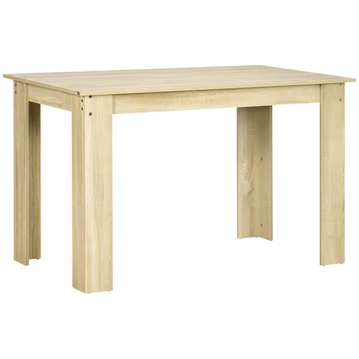 HOMCOM Mesa de Comedor para 4-6 Personas, Mesa de Cocina Rectangular, Estilo Moderno, para Salón, 120x69x75 cm, Roble - 1