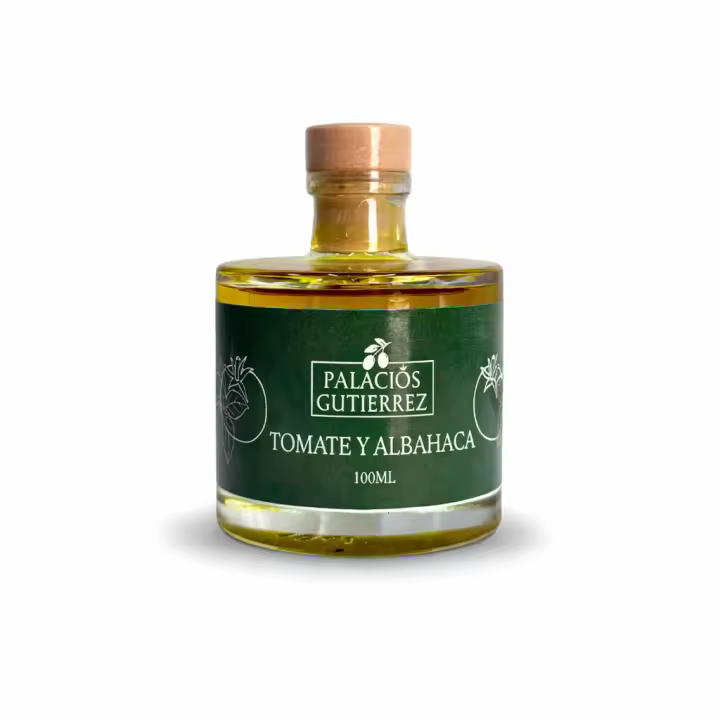 BOTELLA VIDRIO 100ML ACEITE MACERADO TOMATE Y ALBAHACAI PALACIOS GUTIERREZ - 1