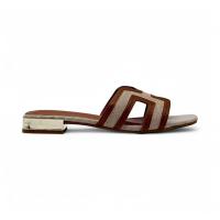 Calzados soraia, sandalia para mujer elegante con tacon metalizado bajo, sandalias comodas para uso casual. - details 3
