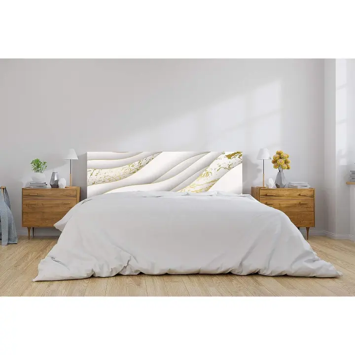 Cabecero de Cama PVC Patrón Dorado y Blanco 150x60cm | Disponible en Varias Medidas | Ligero, Elegante, Resistente y Económico | Marca Oedim - 1