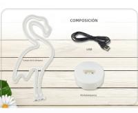 Lámpara De Mesa LED Neón Flamenco USB Regulable 3 Colores/RGB Para Dormitorio Estudio Luz De Vino Incluida Sin Pilas - details 3