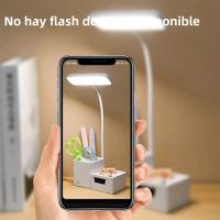 Lámpara De Mesa Recargable 3000XHH Con Soporte Para Lápiz Luz De Lectura USB LED Táctil Dimmable Protección Ocular Para Dormitorio Y Estudio - details 3