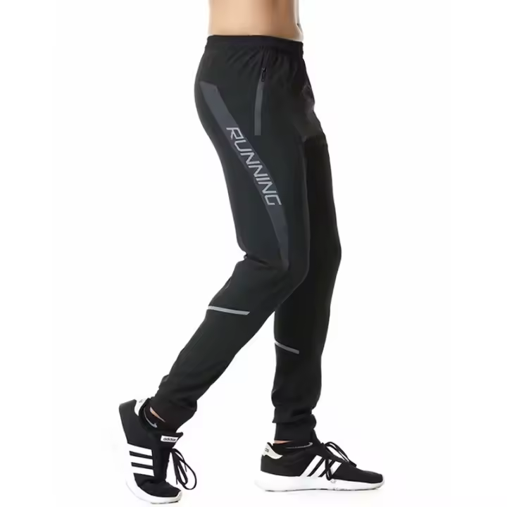 Pantalones De Correr Para Hombre Con Cierre De Cremallera Y Reflectante Para Fútbol Y Gimnasio Pantalones De Entrenamiento Deportivos Y De Jogging - 1