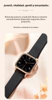 Reloj De Mujer Hannah Martin De Cuadrado Con Correa De Cuero Y Dial De 26mm Placa De Oro Rosa 3 Bar Impermeable Moda Regalo - details 1