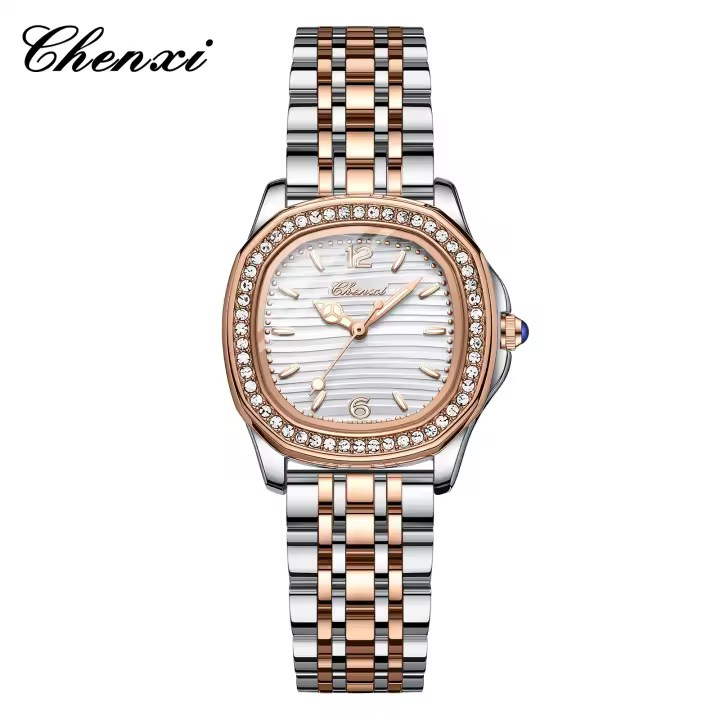Reloj De Mujer CHENXI Lujo Con Rhinestone Resistente Al Agua Y Luz Luminosa Cuadrado Reloj De Pulsera De Cuarzo Para Damas - 1