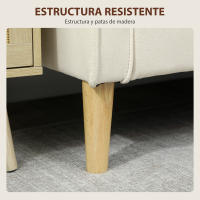 HOMCOM Sofá 2 Plazas, Sofá con Espacio de Almacenamiento, Patas de Madera, Sofá Tapizado Acolchado, Sofá Doble con Aspecto de Terciopelo para Salón, Dormitorio, 117x 62 x 78 cm, Gris Claro - details 5