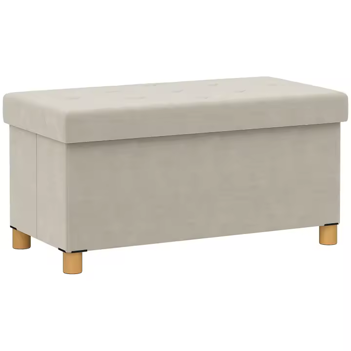 HOMCOM Puff Almacenaje, Banco Almacenaje Plegable, Capacidad de 67 L, 76x38x38 cm, Tapizado en Terciopelo, Baúl de Almacenamiento Dormitorio, Carga 120 kg, para Sala de Estar, Entrada - 1