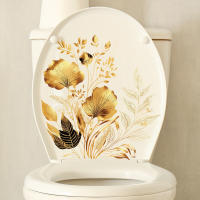 Pegatinas Creativas De Flor Dorada Para Baño Adhesivas Para Puerta Y Pared De Baño Decorativas Vinilo Decales Para Lavabo - details 6